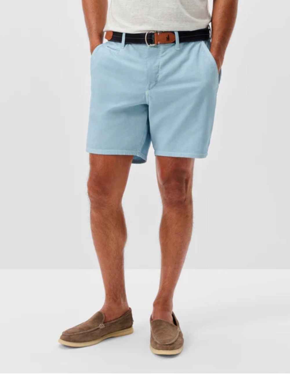 johnnie-O Light Blue Flat Front Cotton Shorts